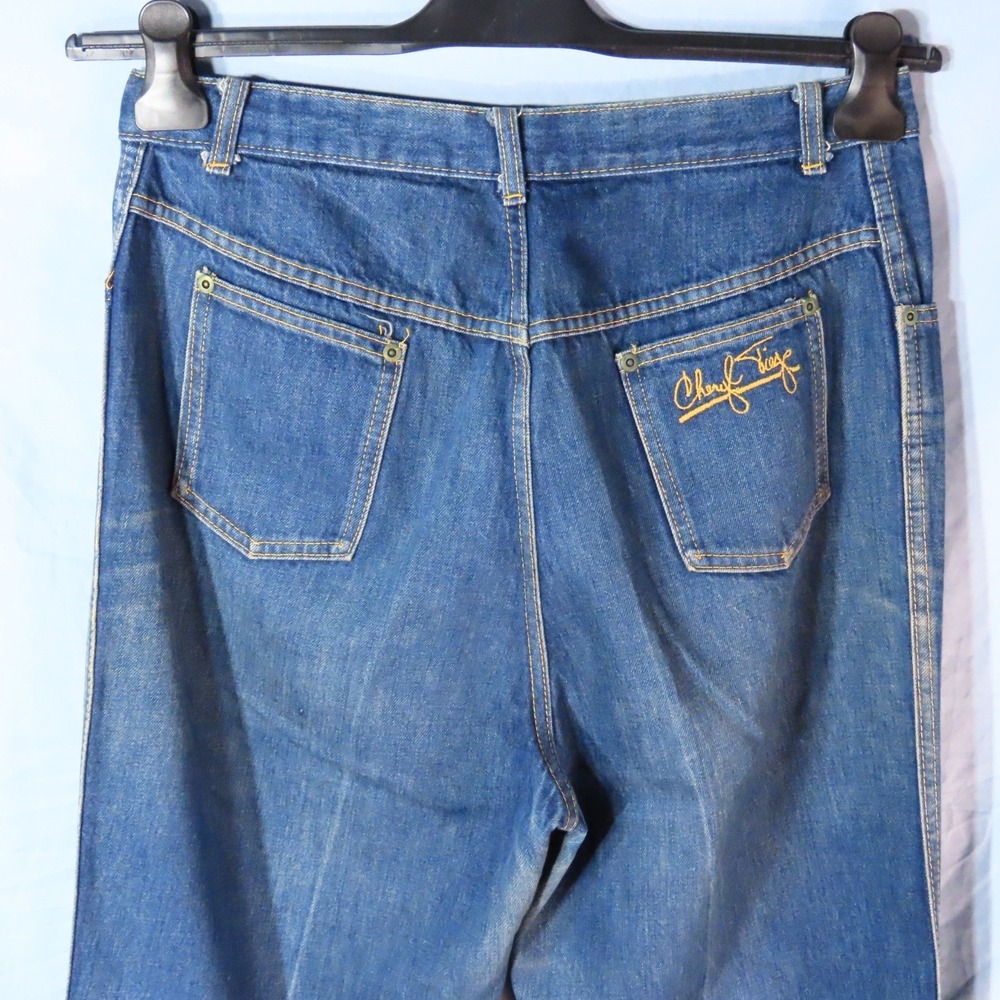 VTG Cheryl Tiegs Jeans FADED CENTER CREASE Soft Distressed Denim SIZE 18 - 31x32